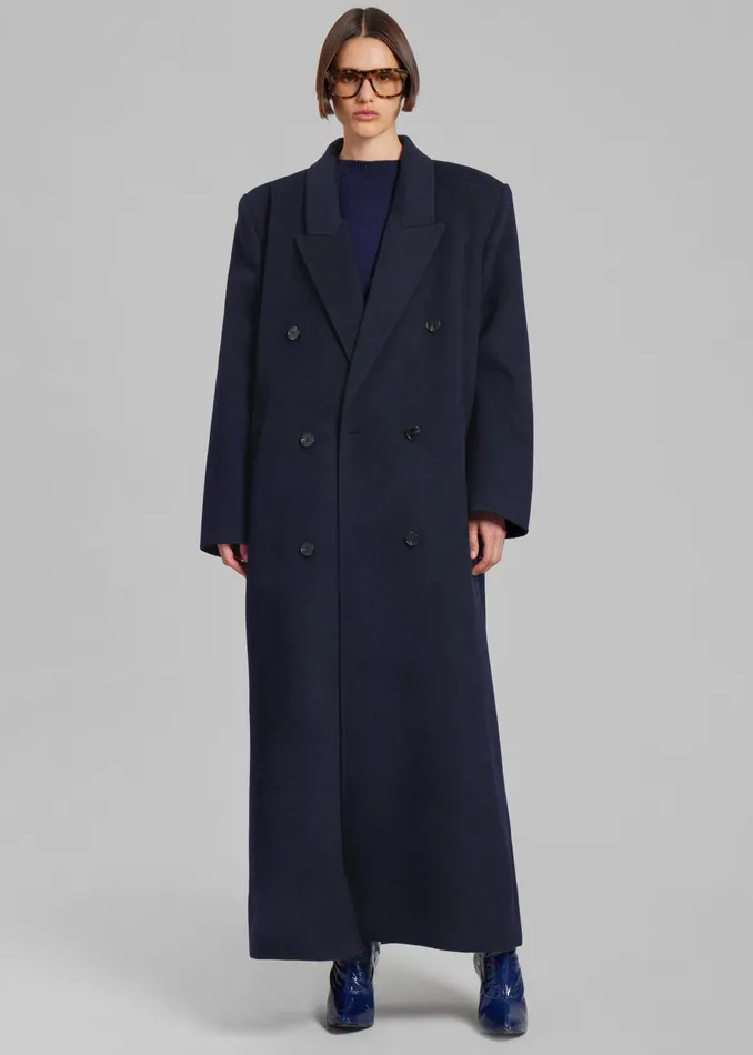 The Frankie Shop Outerwear Gaia Double Breasted Coat 8211 Navy 8211 Women