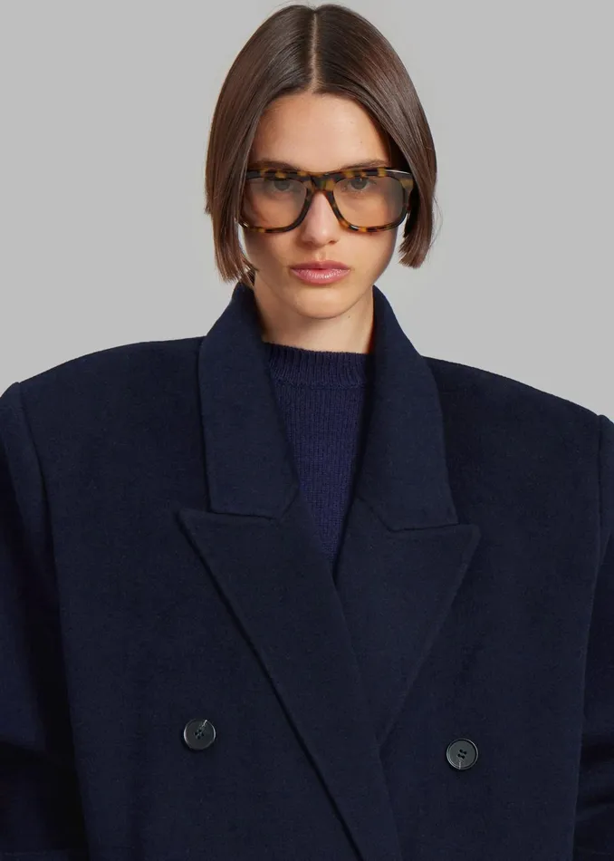 The Frankie Shop Outerwear Gaia Double Breasted Coat 8211 Navy 8211 Women