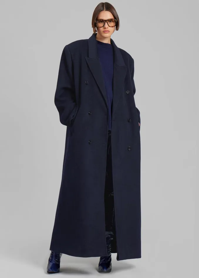 The Frankie Shop Outerwear Gaia Double Breasted Coat 8211 Navy 8211 Women