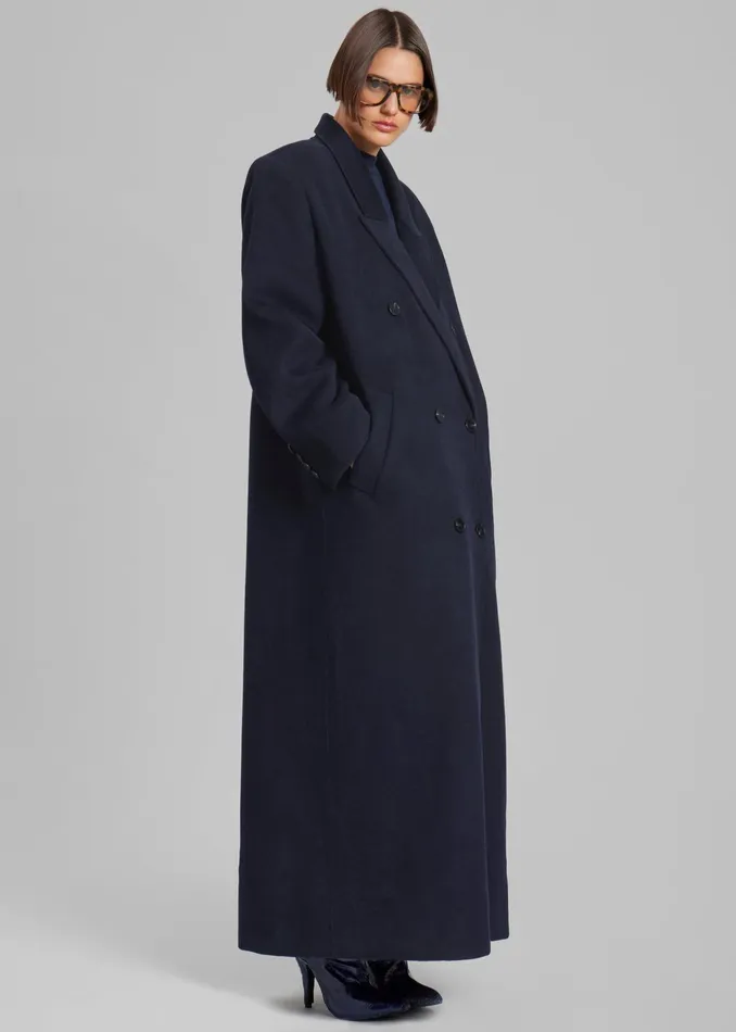 The Frankie Shop Outerwear Gaia Double Breasted Coat 8211 Navy 8211 Women