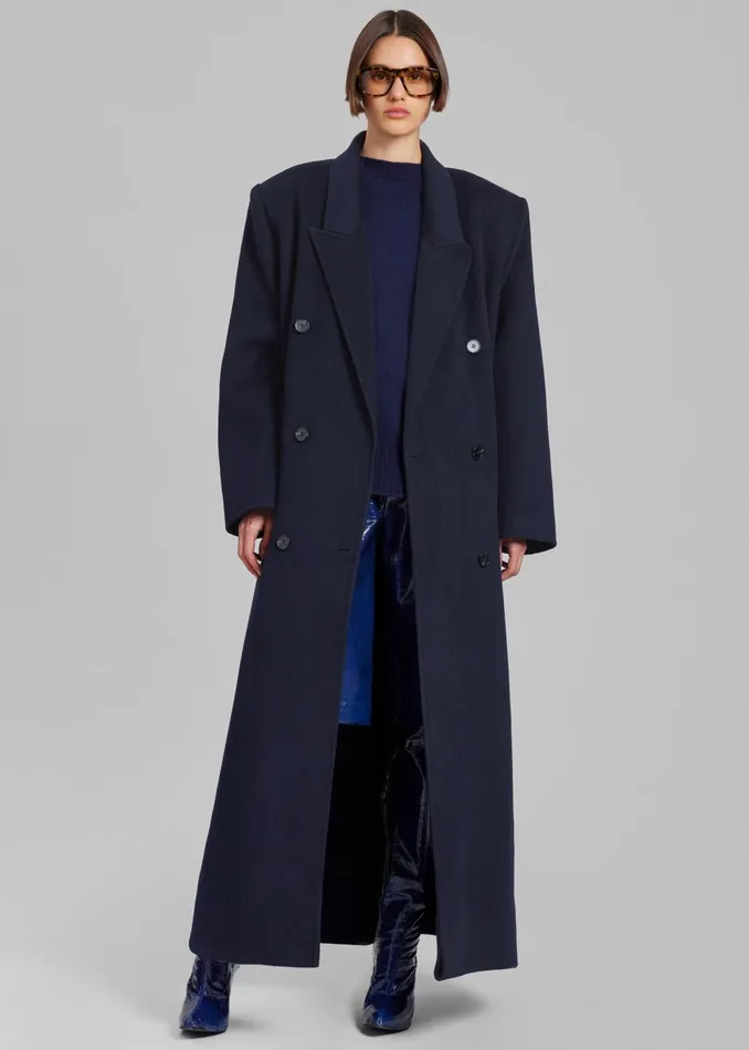 The Frankie Shop Outerwear Gaia Double Breasted Coat 8211 Navy 8211 Women