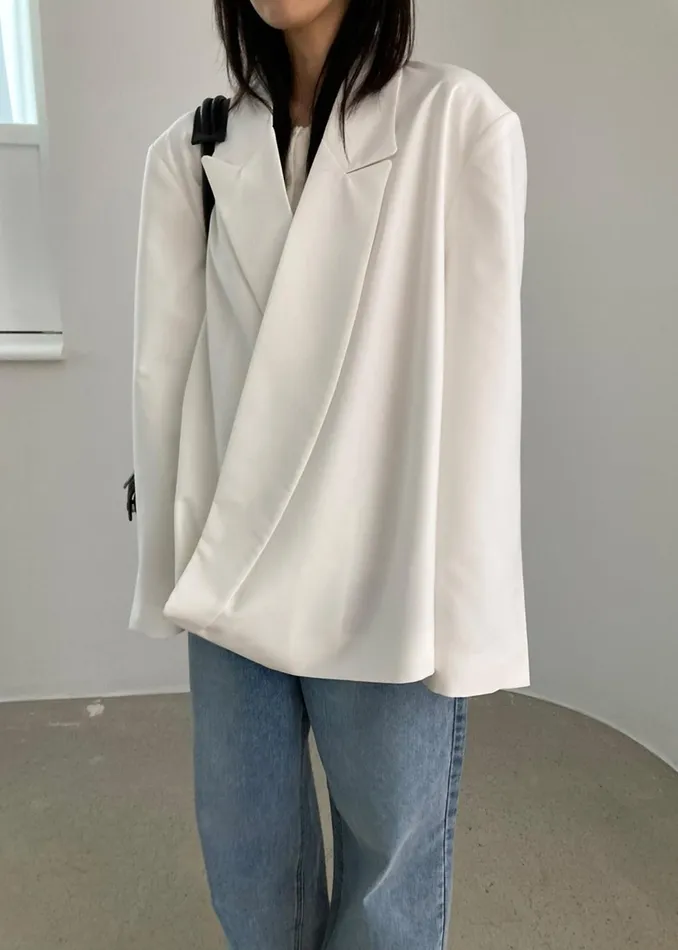The Frankie Shop Outerwear Geneva Wrap Blazer 8211 White 8211 Women