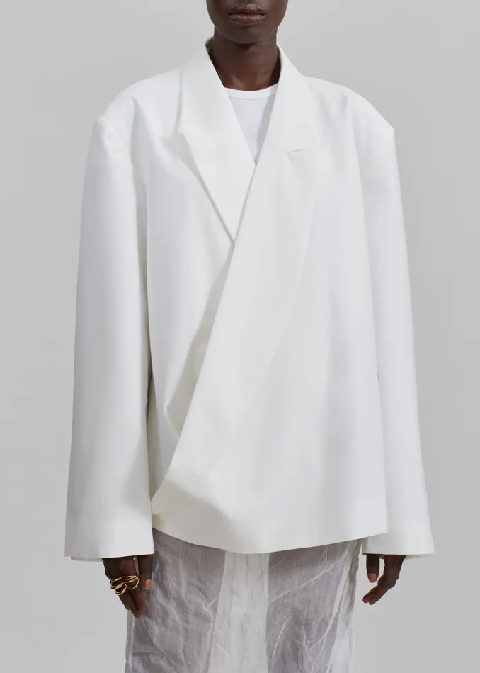 The Frankie Shop Outerwear Geneva Wrap Blazer 8211 White 8211 Women