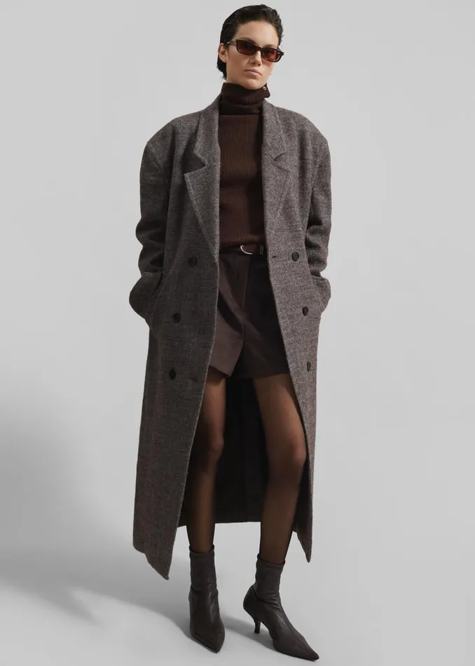 The Frankie Shop Outerwear Low Classic Melange Wool Oversized Coat 8211 Grey 8211 Women The Frankie Shop Outerwear Low Classic Melange Wool Oversized Coat 8211 Grey 8211 Women