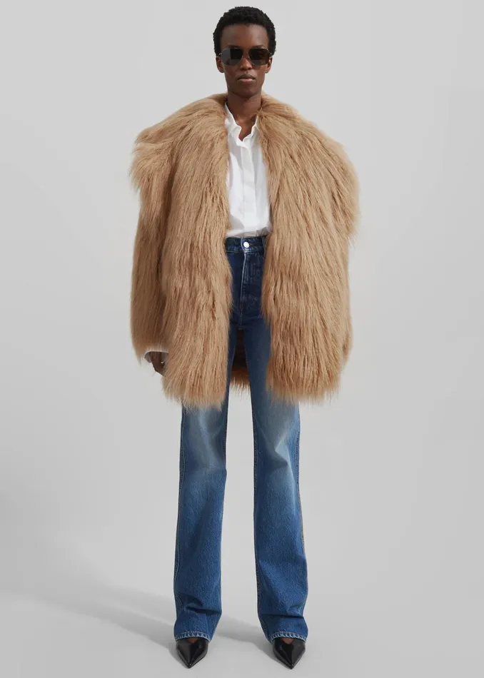 The Frankie Shop Outerwear Miley Faux Fur Jacket 8211 Camel 8211 Women
