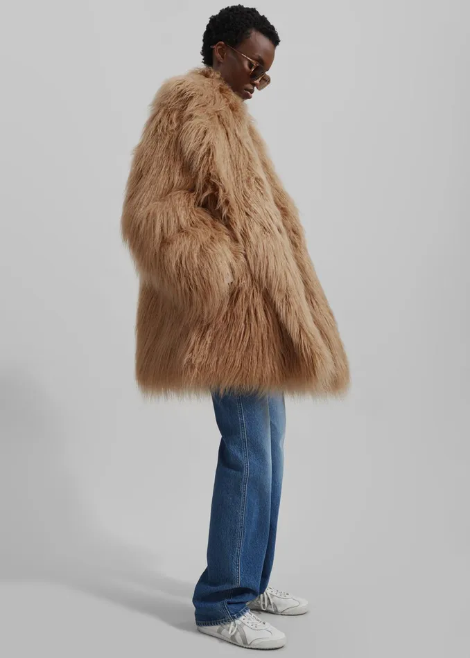 The Frankie Shop Outerwear Miley Faux Fur Jacket 8211 Camel 8211 Women