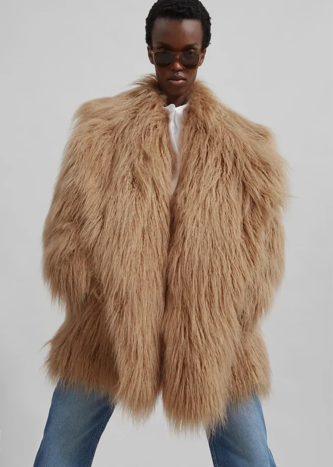 The Frankie Shop Outerwear Miley Faux Fur Jacket 8211 Camel 8211 Women