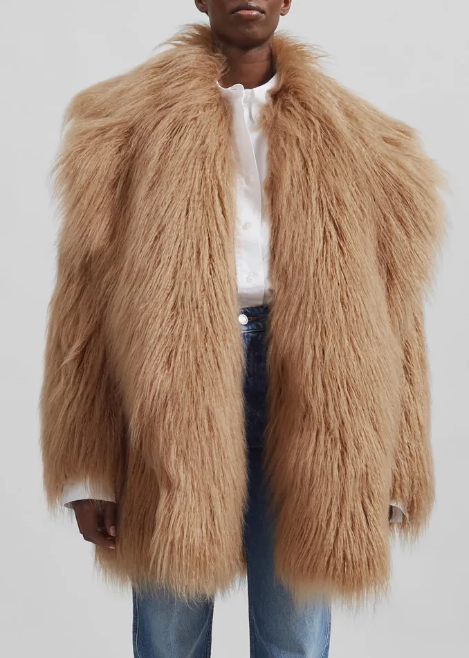 The Frankie Shop Outerwear Miley Faux Fur Jacket 8211 Camel 8211 Women