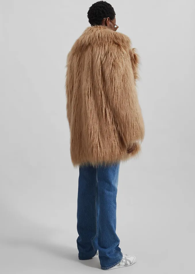The Frankie Shop Outerwear Miley Faux Fur Jacket 8211 Camel 8211 Women