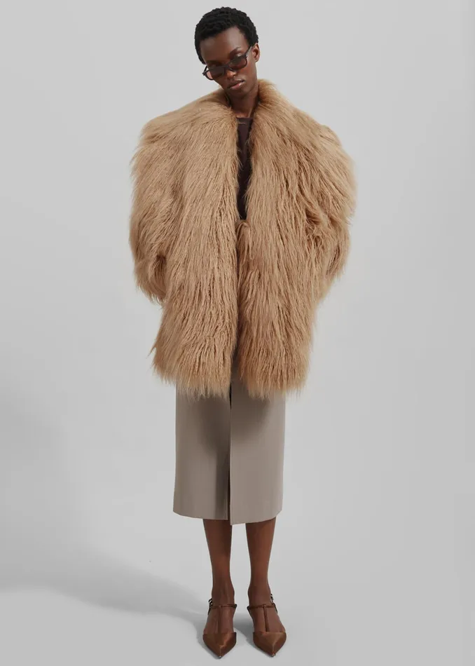 The Frankie Shop Outerwear Miley Faux Fur Jacket 8211 Camel 8211 Women
