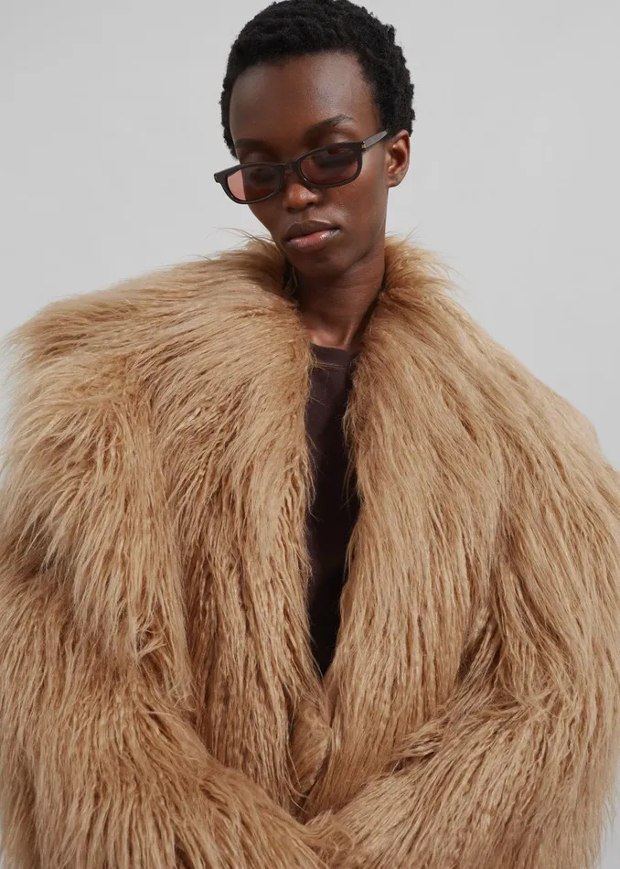 The Frankie Shop Outerwear Miley Faux Fur Jacket 8211 Camel 8211 Women