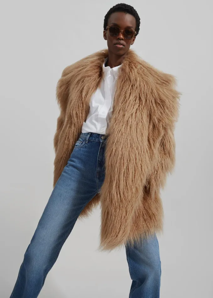 The Frankie Shop Outerwear Miley Faux Fur Jacket 8211 Camel 8211 Women