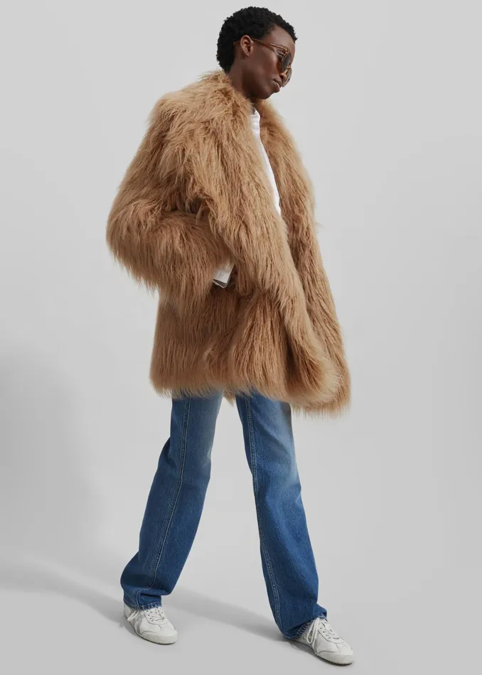 The Frankie Shop Outerwear Miley Faux Fur Jacket 8211 Camel 8211 Women
