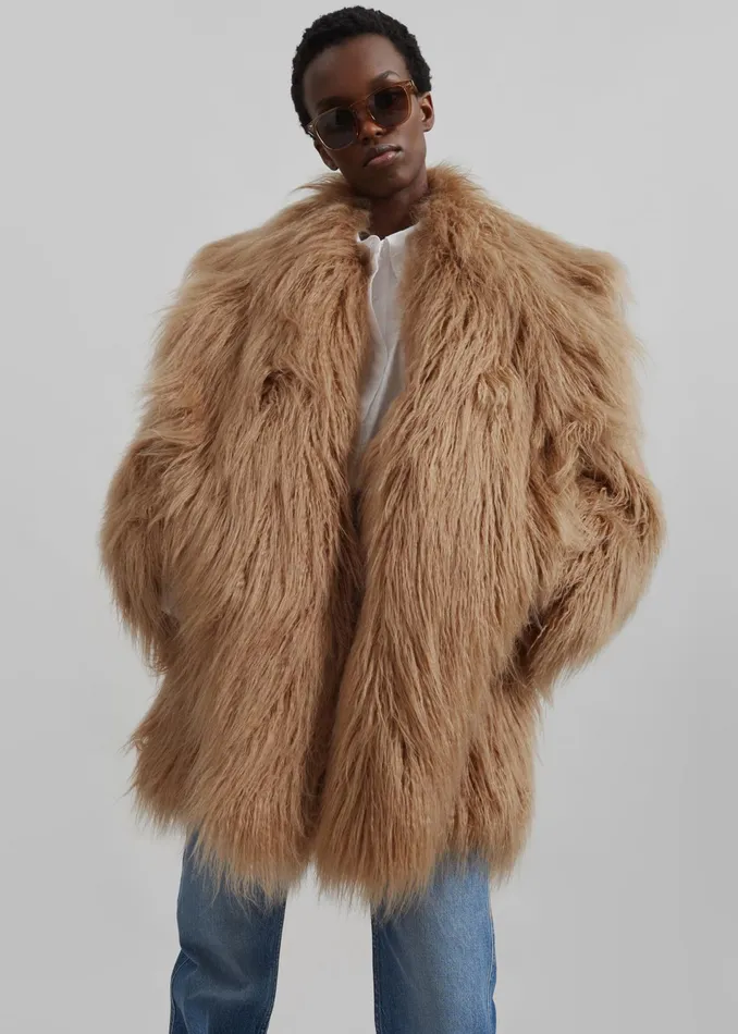 The Frankie Shop Outerwear Miley Faux Fur Jacket 8211 Camel 8211 Women