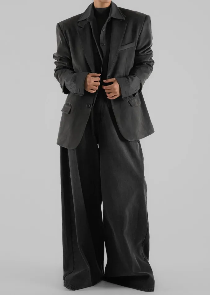 The Frankie Shop Outerwear Renza Faux Suede Blazer 8211 Grey 8211 Women