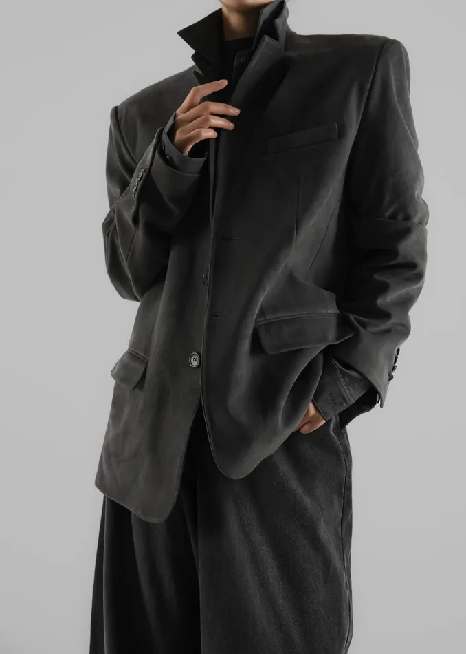 The Frankie Shop Outerwear Renza Faux Suede Blazer 8211 Grey 8211 Women