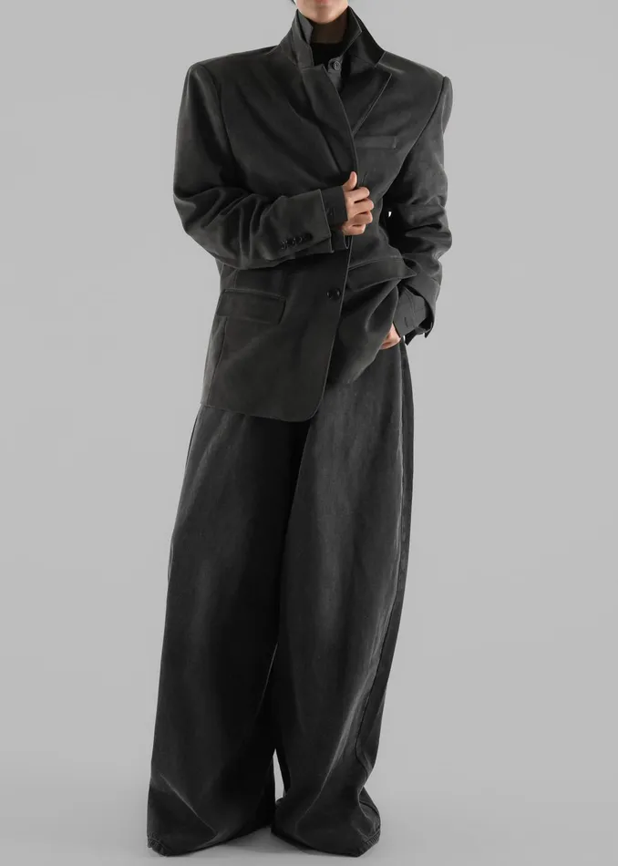 The Frankie Shop Outerwear Renza Faux Suede Blazer 8211 Grey 8211 Women