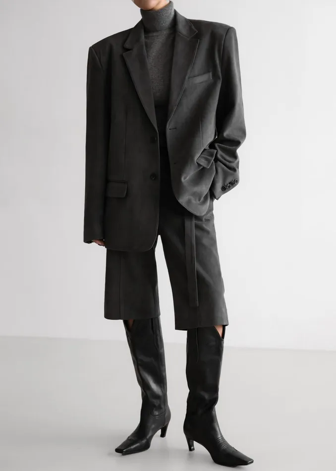 The Frankie Shop Outerwear Renza Faux Suede Blazer 8211 Grey 8211 Women