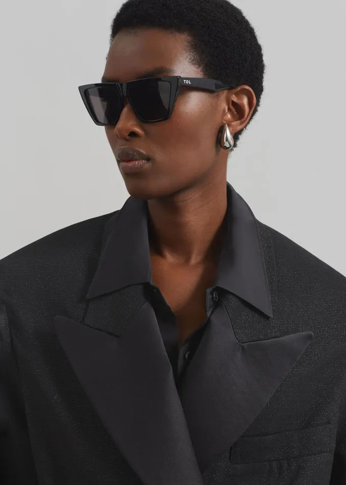 The Frankie Shop Outerwear Rosmont Shimmer Cropped Smoking Jacket 8211 Black 8211 Women