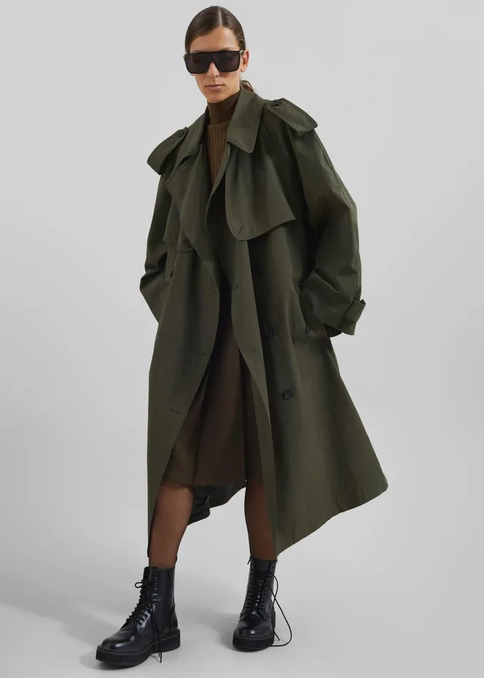 The Frankie Shop Outerwear Tromso Convertible Trench 8211 Khaki 8211 Women