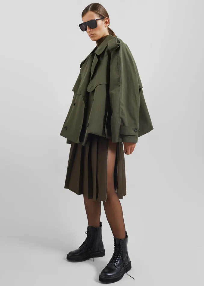 The Frankie Shop Outerwear Tromso Convertible Trench 8211 Khaki 8211 Women