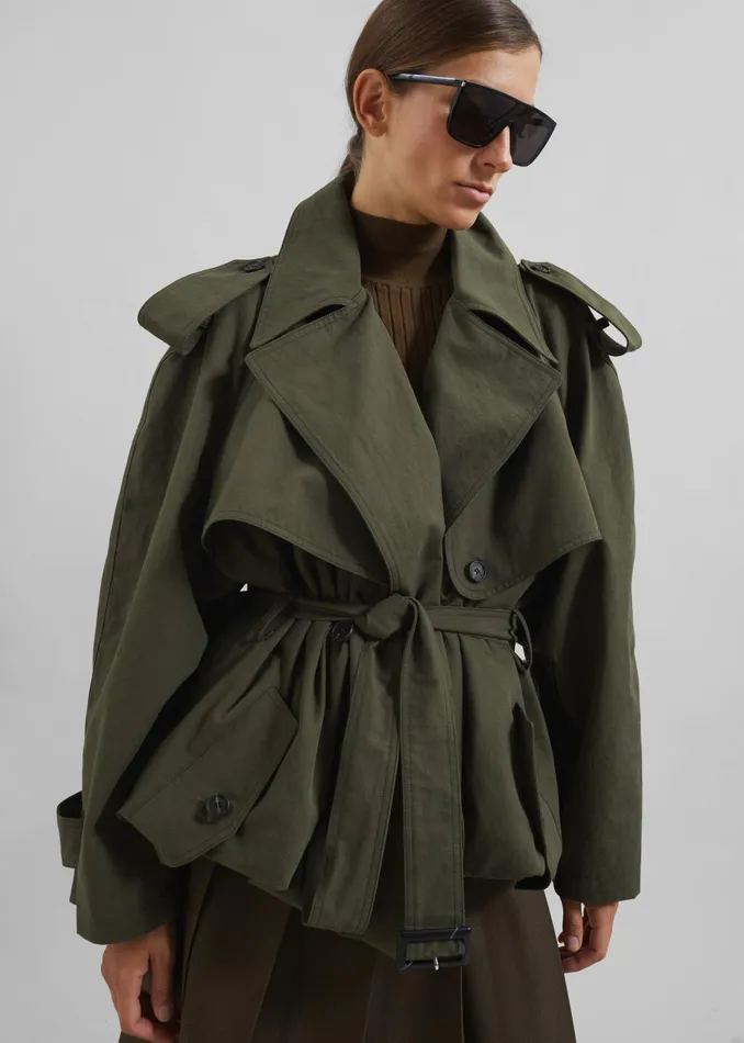 The Frankie Shop Outerwear Tromso Convertible Trench 8211 Khaki 8211 Women