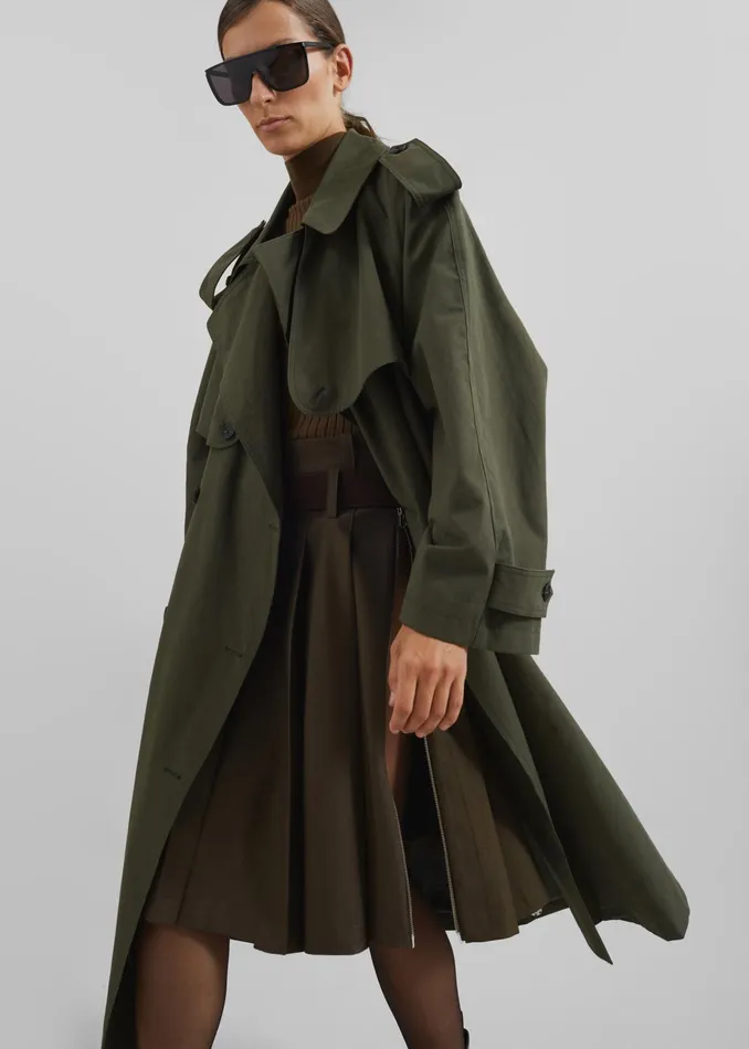 The Frankie Shop Outerwear Tromso Convertible Trench 8211 Khaki 8211 Women