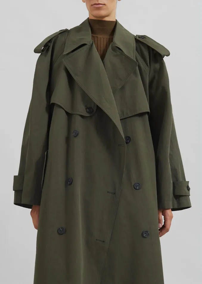 The Frankie Shop Outerwear Tromso Convertible Trench 8211 Khaki 8211 Women