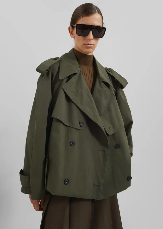 The Frankie Shop Outerwear Tromso Convertible Trench 8211 Khaki 8211 Women