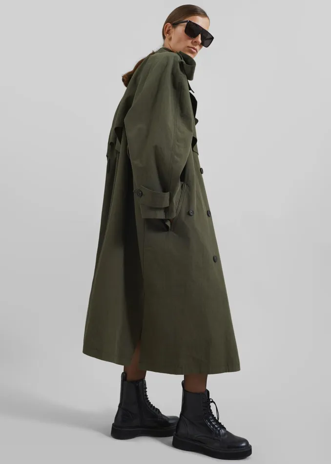 The Frankie Shop Outerwear Tromso Convertible Trench 8211 Khaki 8211 Women
