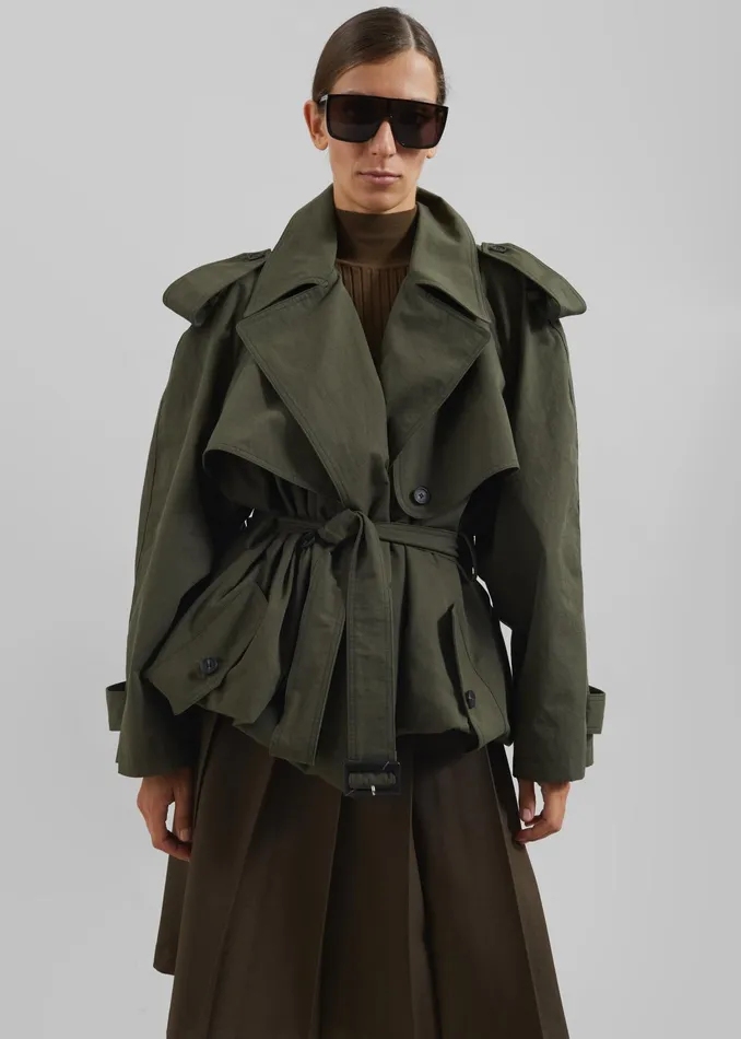 The Frankie Shop Outerwear Tromso Convertible Trench 8211 Khaki 8211 Women