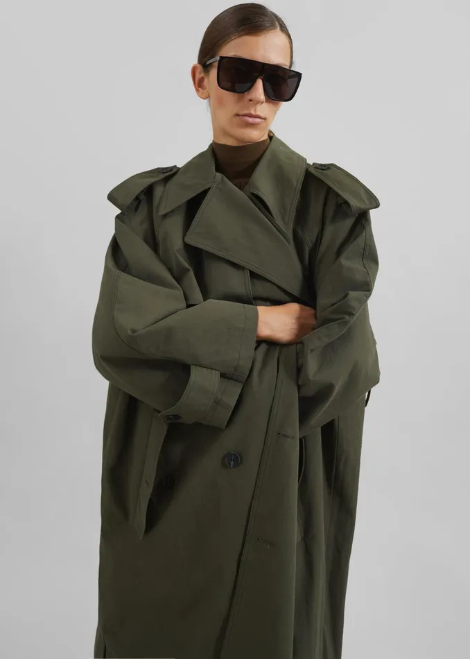 The Frankie Shop Outerwear Tromso Convertible Trench 8211 Khaki 8211 Women