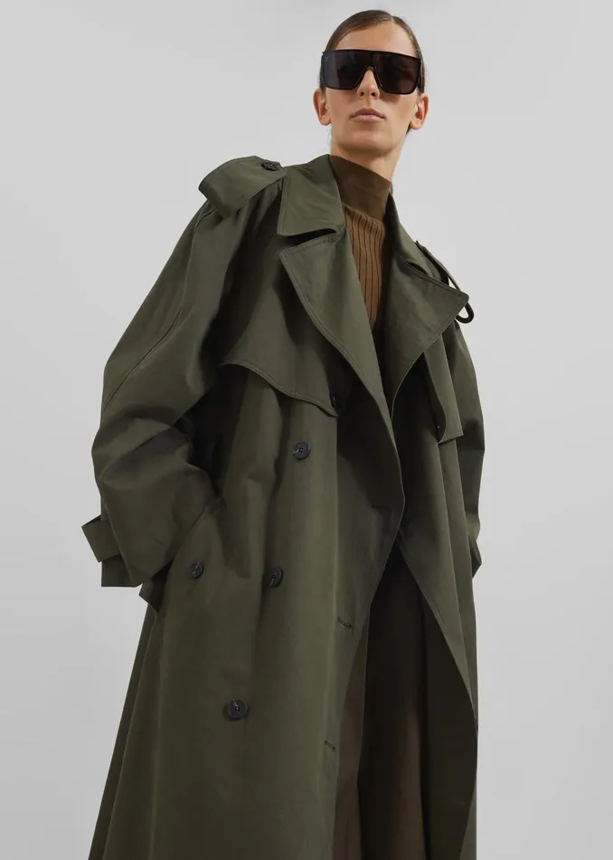 The Frankie Shop Outerwear Tromso Convertible Trench 8211 Khaki 8211 Women