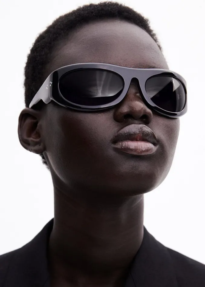 The Frankie Shop Port Tanger Safaa Sunglasses 8211 Black AcetateBlack Lens 8211 MenWomen