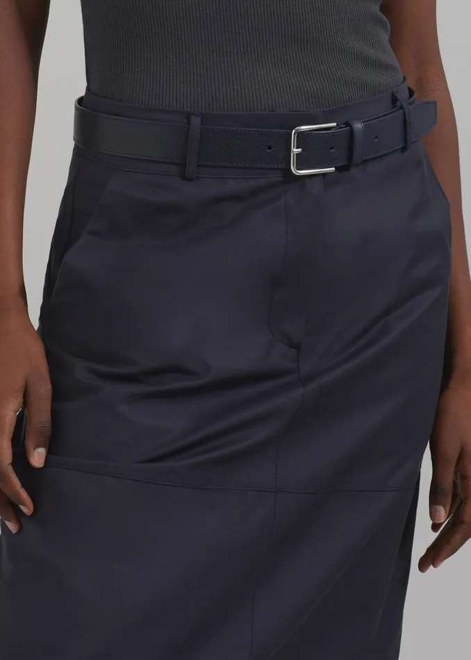 The Frankie Shop Toni Leather Belt 8211 Dark Navy 8211 Women