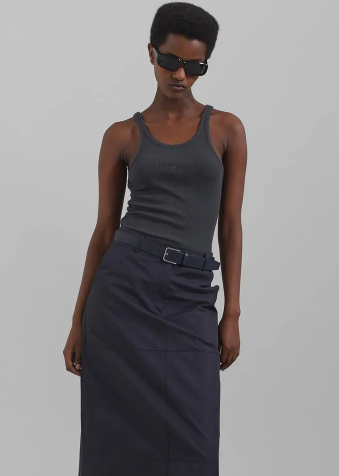 The Frankie Shop Toni Leather Belt 8211 Dark Navy 8211 Women