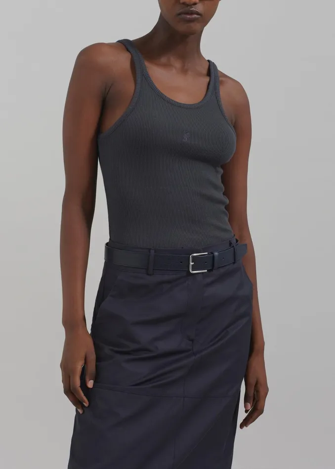 The Frankie Shop Toni Leather Belt 8211 Dark Navy 8211 Women