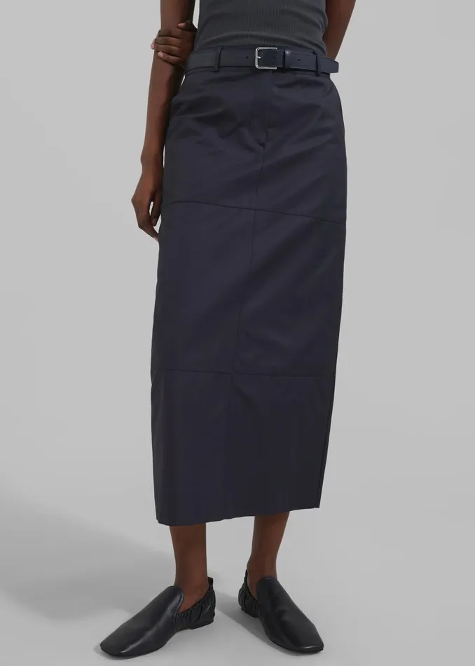 The Frankie Shop Toni Leather Belt 8211 Dark Navy 8211 Women