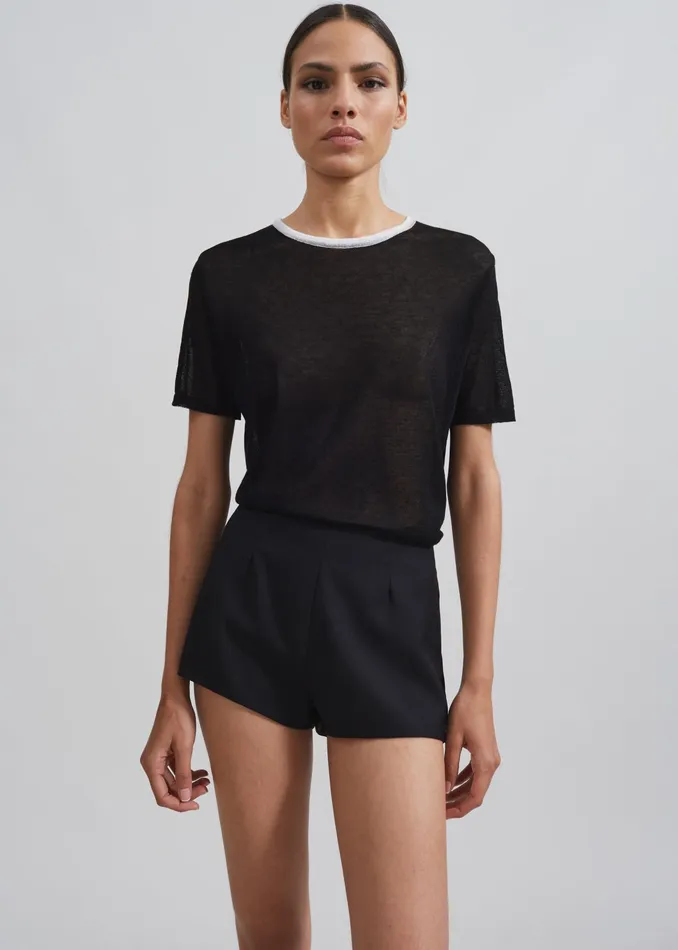 The Frankie Shop Tops Aimee Sheer Cropped TShirt 8211 Black 8211 Women