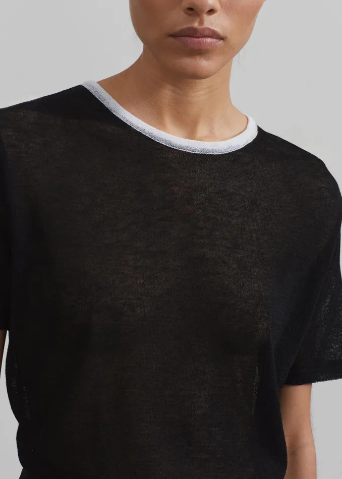 The Frankie Shop Tops Aimee Sheer Cropped TShirt 8211 Black 8211 Women
