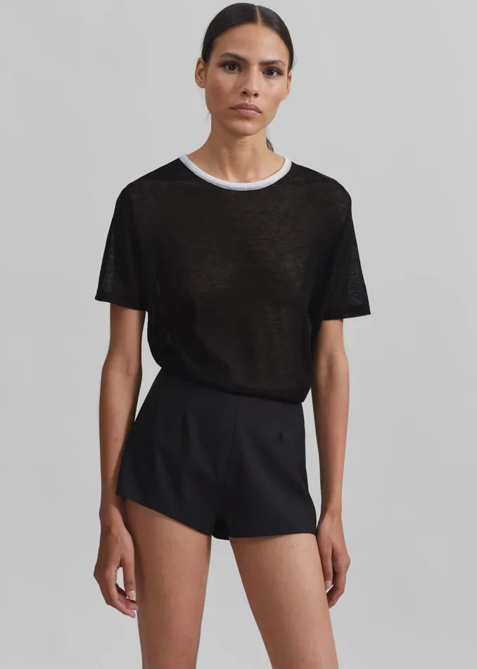 The Frankie Shop Tops Aimee Sheer Cropped TShirt 8211 Black 8211 Women
