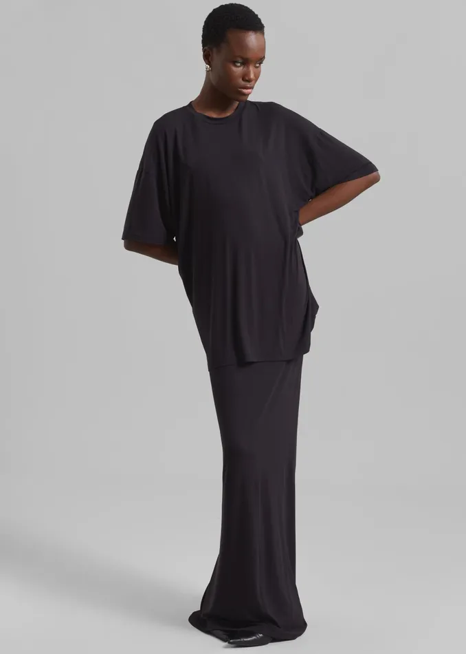 The Frankie Shop Tops Ella Boxy Tee 8211 Dark Plum 8211 Women