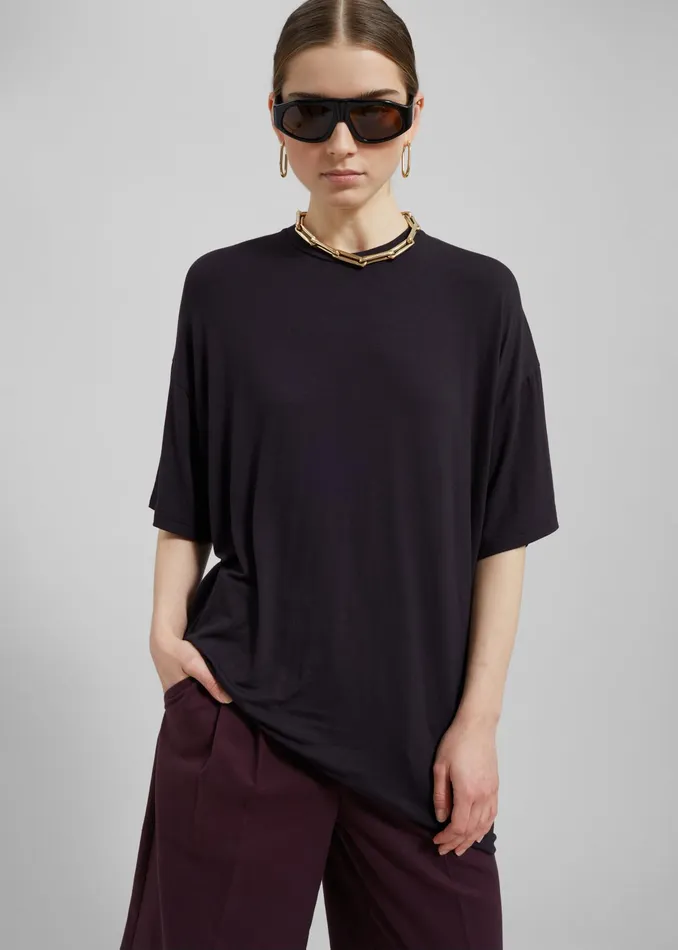 The Frankie Shop Tops Ella Boxy Tee 8211 Dark Plum 8211 Women