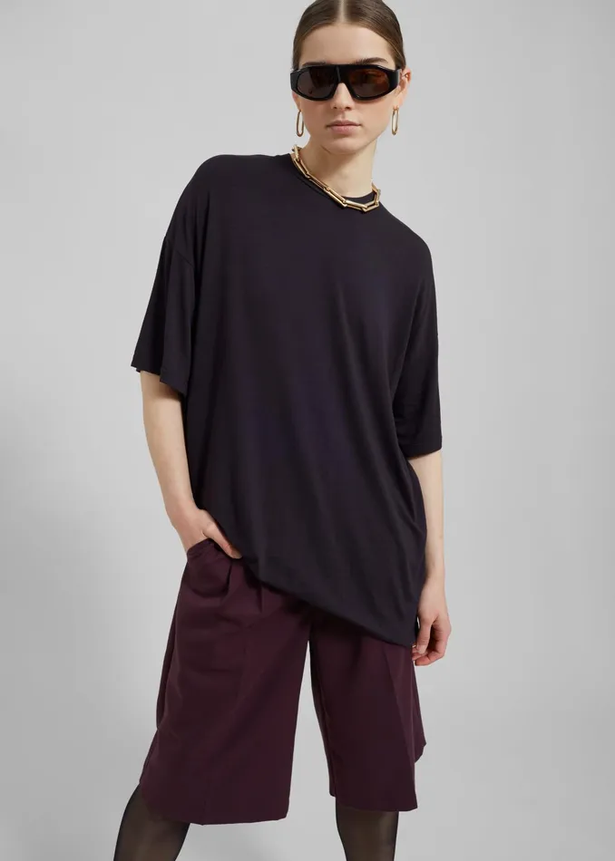 The Frankie Shop Tops Ella Boxy Tee 8211 Dark Plum 8211 Women
