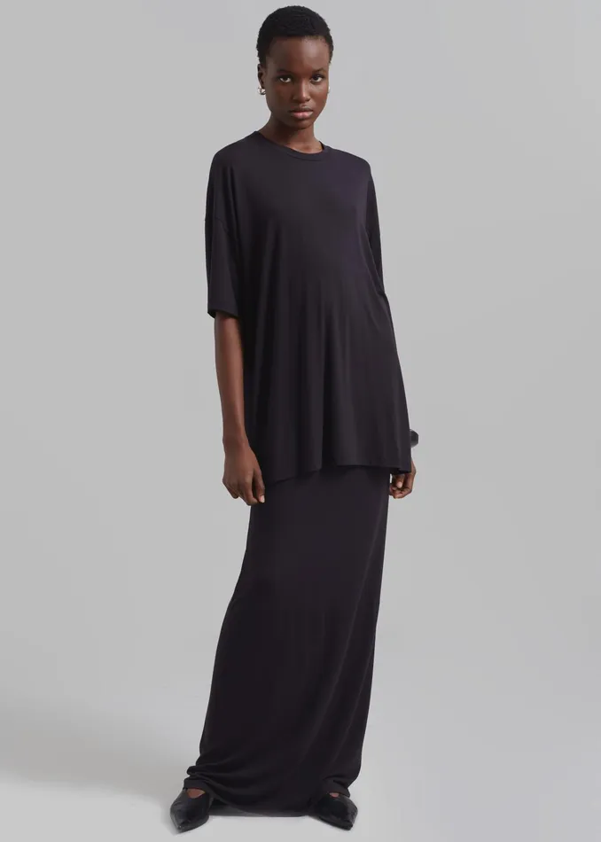 The Frankie Shop Tops Ella Boxy Tee 8211 Dark Plum 8211 Women