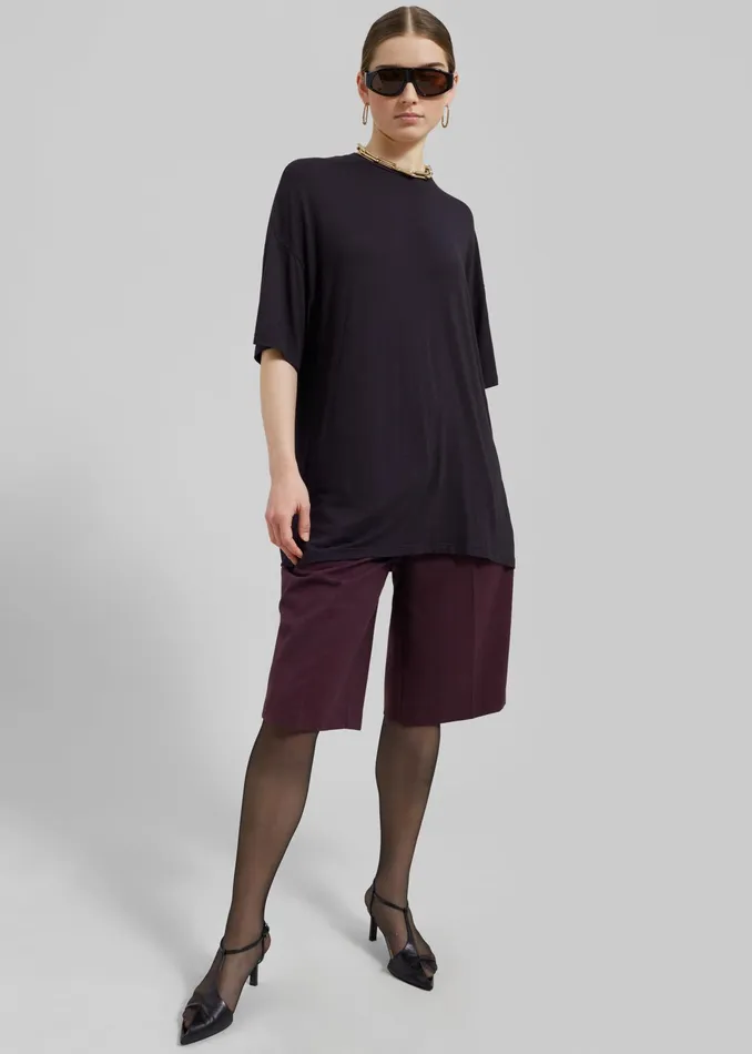 The Frankie Shop Tops Ella Boxy Tee 8211 Dark Plum 8211 Women