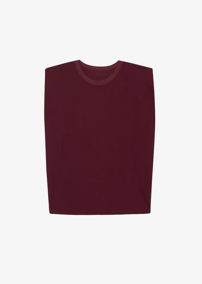 The Frankie Shop Tops Eva Padded Shoulder Muscle TShirt 8211 Burgundy 8211 Women