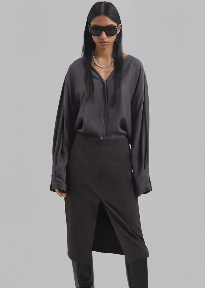 The Frankie Shop Tops Finley Blouse 8211 Charcoal 8211 Women