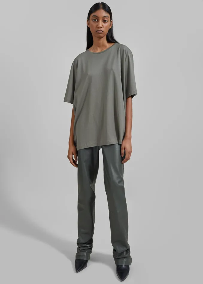 The Frankie Shop Tops Harper Soft Organic TShirt 8211 Light Khaki 8211 Women