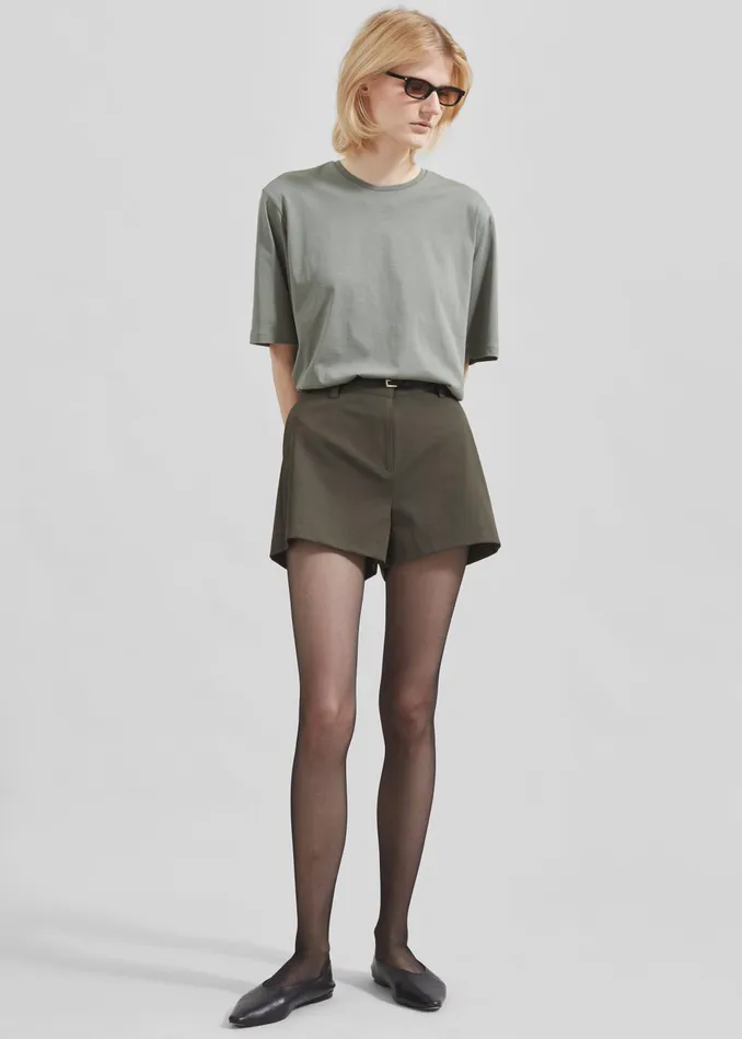 The Frankie Shop Tops Harper Soft Organic TShirt 8211 Light Khaki 8211 Women